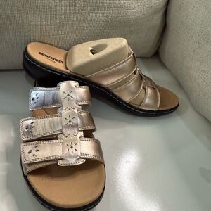 Clark women's sandals size 12 in gold